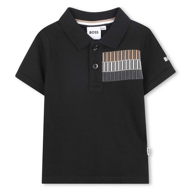 BOSS Playera polo para bebe negra tribanda